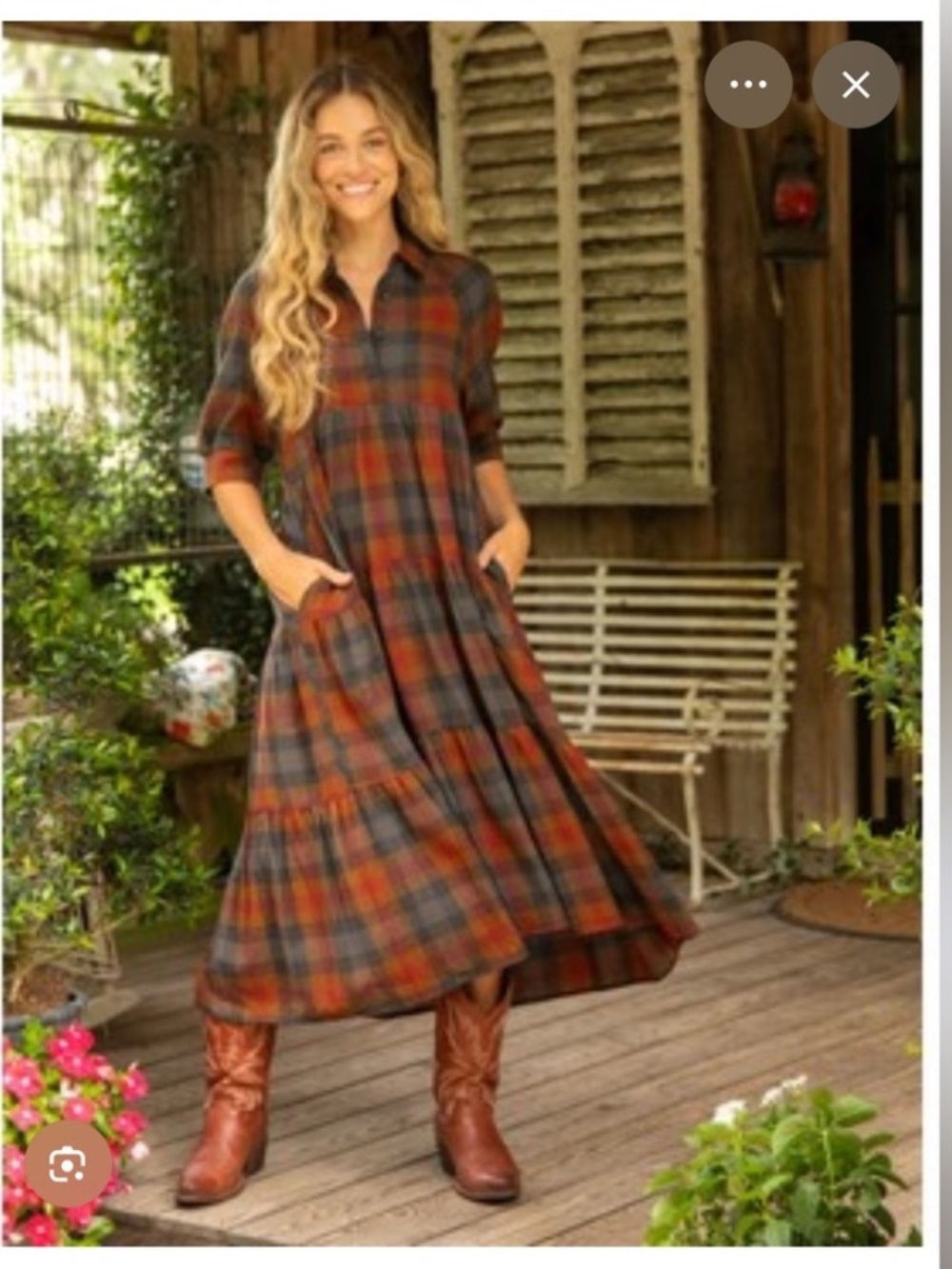 Natural Life Plaid Flannel Midi Dress